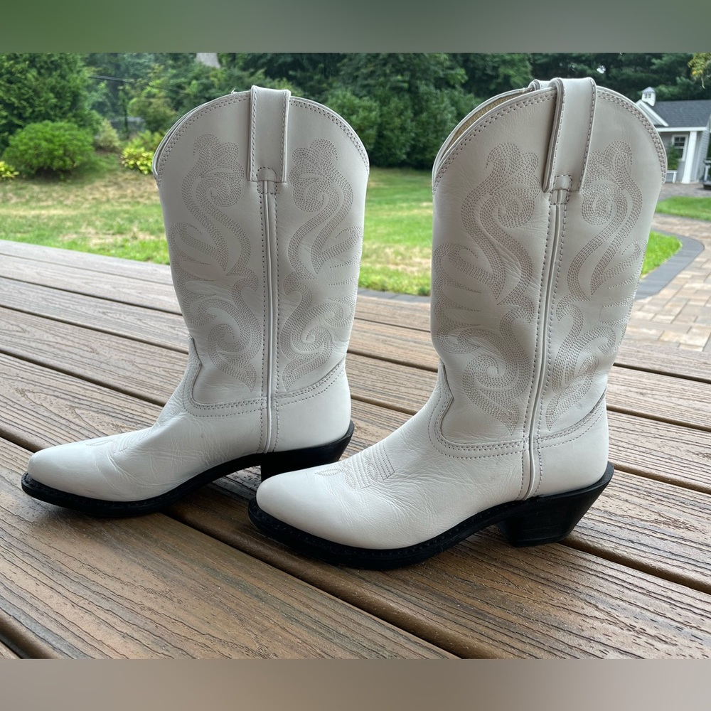 Durango Womens Cowgirl White Leather Western Boots Size 7 - Excellent Condition!
